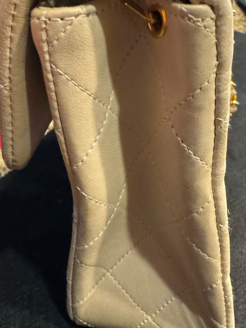 CHANEL Quilted Shoulder Bag in Taupe with Gold Hardware